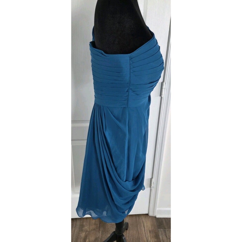 Jasmine Bridal 'Jade' collection cocktail One-shoulder dress in Blue Chiffon -14 - Picture 10 of 14